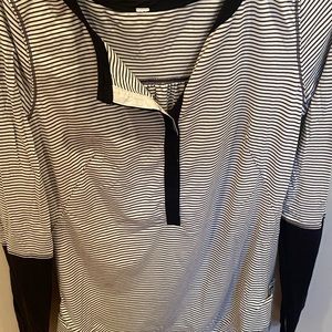 Lululemon Henley long sleeve shirts. Size 8. Black and white stripe